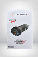 Techson TCA18-02 18W PD - QC 3.0 USB Hızlı Fast Araç Çakmaklık Şarjı - Görsel 2